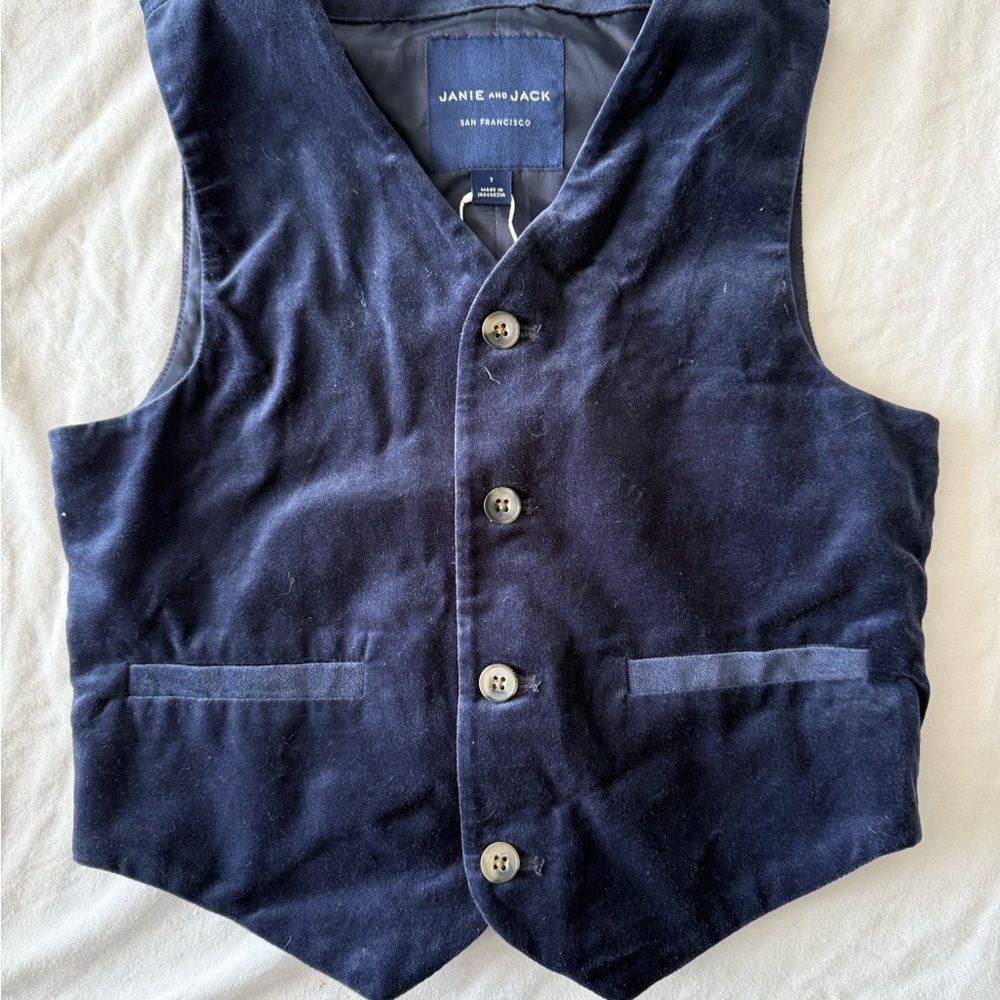 Janie and Jack Midnight Blue Velvet Vest